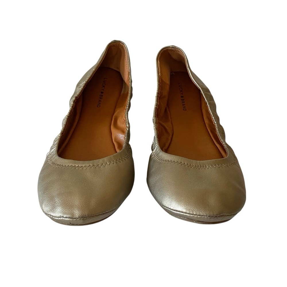 Lucky Brand Ballet Flats Erin Metallic Gold Sz 8 1/2 Office City Travel